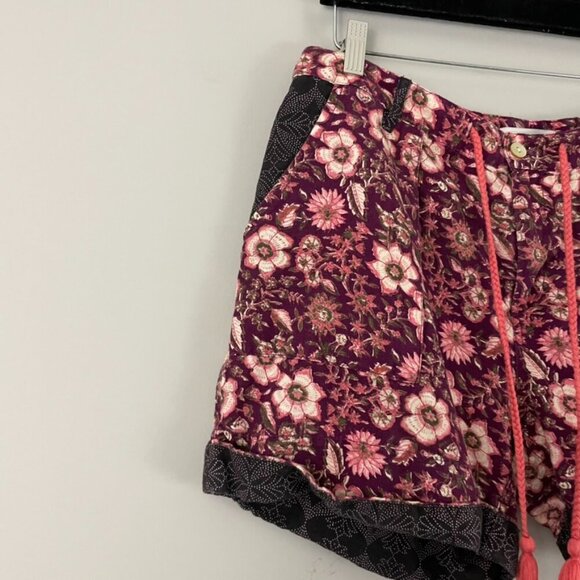 Sundance Kalini Linen Blend Batik Floral Shorts Size Medium Petite - Picture 6 of 6